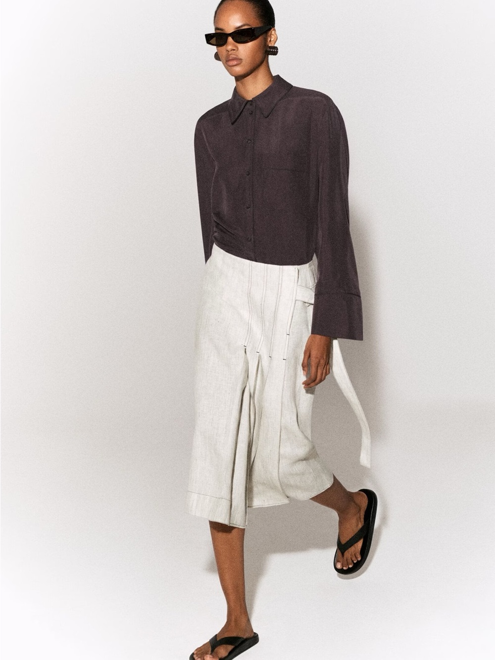 NWT (size 2) COS BELTED PLEATED LINEN MIDI SKIRT - Picture 6 of 9